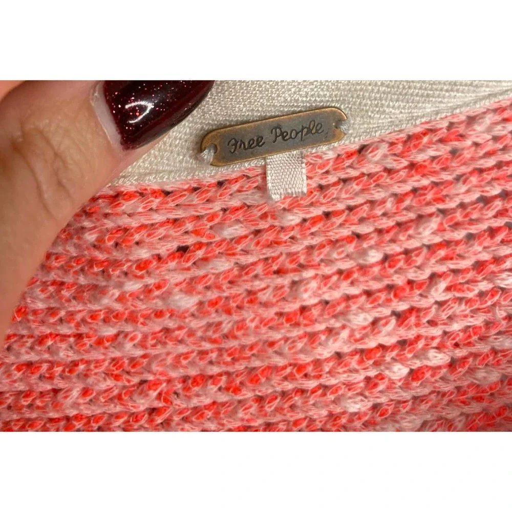 Womens Free People vneck Pullover sweater Orange white speckled Size XS oversize